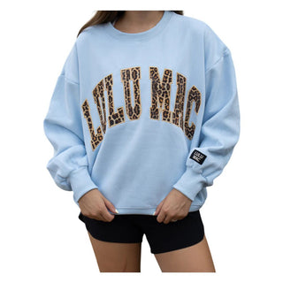 LULU MAC Light Blue and Leopard - Boutique Bella BellaSweatshirt