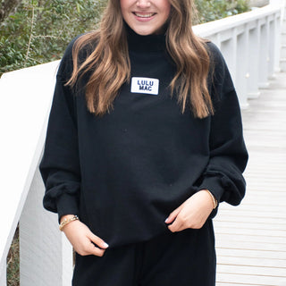 LULU MAC LONGSLEEVE TERRY CLOTH TOP - BLACK - Boutique Bella BellaSweatshirt
