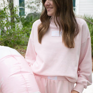 LULU MAC LONGSLEEVE TERRY CLOTH TOP - LIGHT PINK - Boutique Bella BellaSweatshirt