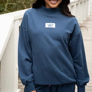 LULU MAC LONGSLEEVE TERRY CLOTH TOP - NAVY - Boutique Bella BellaSweatshirt
