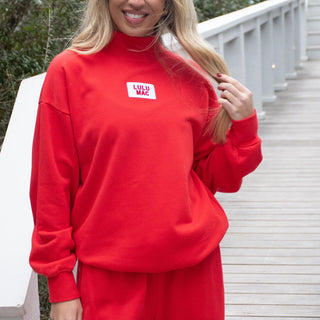 LULU MAC LONGSLEEVE TERRY CLOTH TOP - RED - Boutique Bella BellaSweatshirt