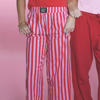 Lulu Mac RED/PINK STRIPED PANT - Boutique Bella BellaLounge Pants