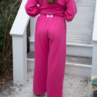 LULU MAC TERRY CLOTH PANT - HOT PINK - Boutique Bella BellaPants