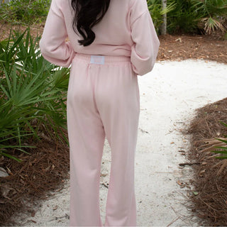 LULU MAC TERRY CLOTH PANT - LIGHT PINK - Boutique Bella BellaPants