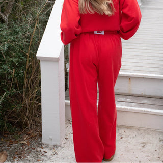 LULU MAC TERRY CLOTH PANT - RED - Boutique Bella BellaPants