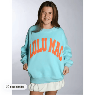 LULU MACLIGHT BLUE/CORAL Sweatshirt with Bold Orange Logo - Boutique Bella BellaSweatshirt