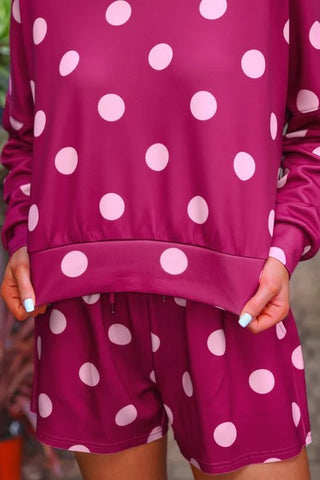 Luna Luxe Pullover Set- Pink Polka Dot - Boutique Bella BellaSets