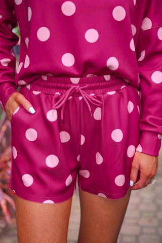 Luna Luxe Pullover Set- Pink Polka Dot - Boutique Bella BellaSets