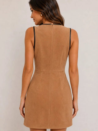 Luxe Bow Suede Dress - Boutique Bella BellaDress