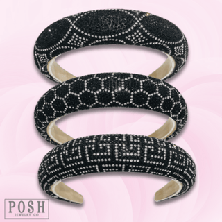 Luxury look patterned rhinestone headband - LC - Boutique Bella BellaHeadbands