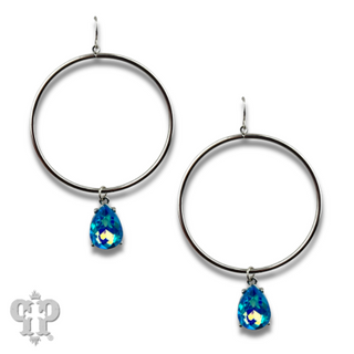 Turquoise blue rhinestone teardrop earring, last call