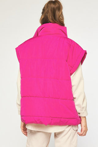 Magenta Puff Vest - Boutique Bella Bella