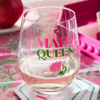 Mahj Queen Stemless Wine Glass - Boutique Bella Bellastemless wine glass