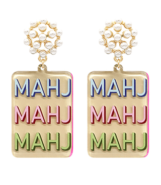 Mahjong Earrings - MAHJ, MAHJ, MAHJ - Boutique Bella BellaEarrings