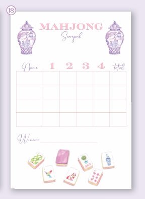 Mahjong Scorecard Pad - Taylor Tiles - Boutique Bella BellaNotepad
