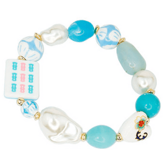 Mahjong Stretch Bracelet - 9 BAM - Boutique Bella BellaBracelets