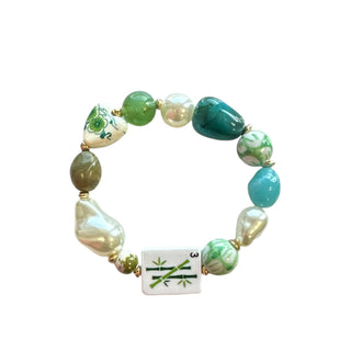 Mahjong Stretch Bracelet - Bamboo - Boutique Bella BellaBracelets