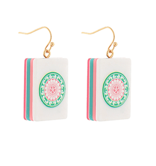 Mahjong Tile Earrings - 1 Dot - Boutique Bella BellaEarrings