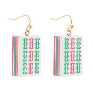 Mahjong Tile Earrings - Bam - Boutique Bella BellaEarrings