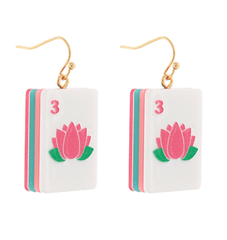 Mahjong Tile Earrings - Flower - Boutique Bella BellaEarrings