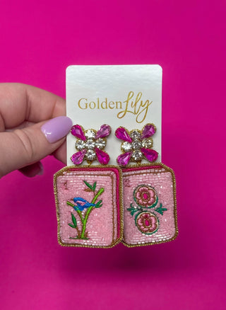 Mahjong Tile Earrings - Boutique Bella BellaEarrings