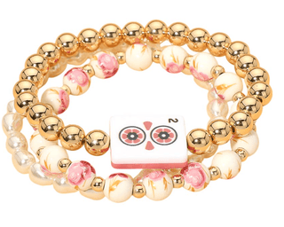 Mahjong Triple Flower Bracelet - 2 Dot - Boutique Bella BellaBracelets