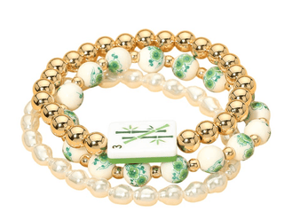 Mahjong Triple Flower Bracelet - 3 Bamboo - Boutique Bella BellaBracelets