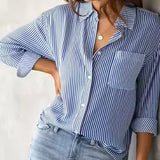 Blue Striped Button Down Long Sleeve