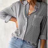 Black Striped Button Down Long Sleeve