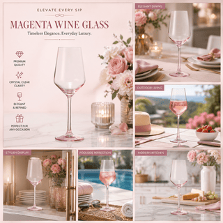 Make Your Own Set Wine Glass Single Colorful Magenta Colored Large 12 Oz Glass Unique Italian Style - Boutique Bella BellaWine Glasses