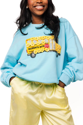 QOS Aqua Flower School Bus Sweatshirt