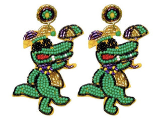 Mardi Gras Alligator Earrings - Boutique Bella BellaDistress