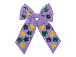 Mardi Gras Bow - Sequin Star and Rhinestone - Boutique Bella BellaEarrings