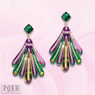 Mardi Gras fan earring - Boutique Bella BellaEarrings