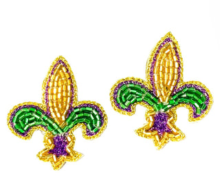 Mardi Gras Fleur De Lis Earrings - Boutique Bella BellaEarrings