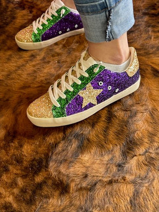 Mardi Gras Glitter Sneaker - Boutique Bella Bellashoes