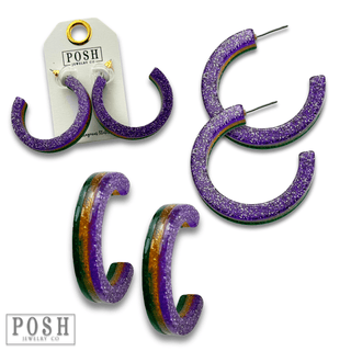 Mardi Gras hoop earring - Boutique Bella BellaEarrings
