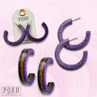 Mardi Gras hoop earring - Boutique Bella BellaEarrings