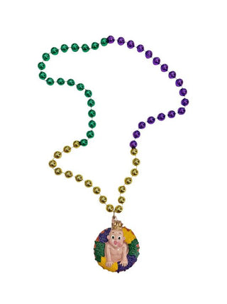 Mardi Gras King Cake and Baby on a Purple Green Gold Specialty Bead - Boutique Bella BellaMardi gras beads