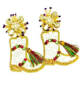 Mardi Gras Marching Boots Earrings - Boutique Bella BellaDistress