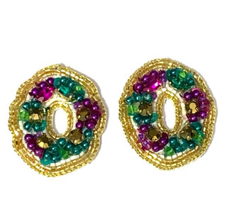 Mardi Gras Rhinestone King Cake Stud Earrings - Boutique Bella BellaDistress