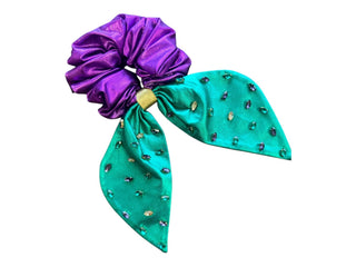 Mardi Gras Rhinestone Metallic Scrunchie - Boutique Bella BellaHair Accessories