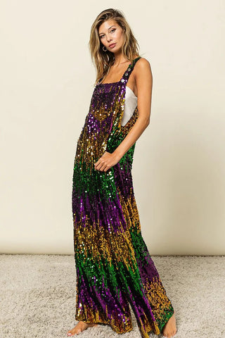 Mardi Gras Sequin Overalls - Boutique Bella BellaOveralls