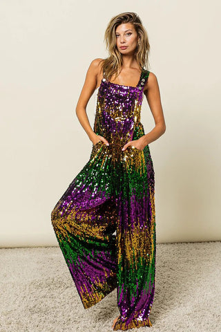 Mardi Gras Sequin Overalls - Boutique Bella BellaOveralls