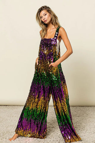 Mardi Gras Sequin Overalls - Boutique Bella BellaOveralls