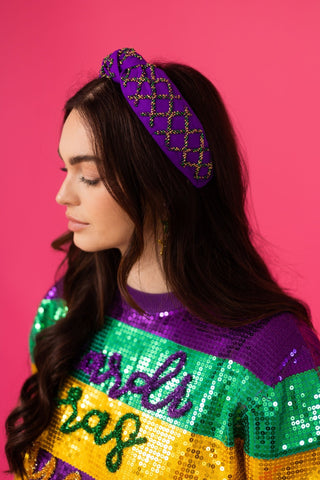 Mardi Gras Sprinkle Bead Headband - Boutique Bella BellaDistress