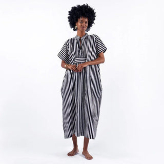 Margot Stripe Kaftan Black + White O/S - Boutique Bella BellaKaftan