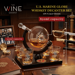 Marine Decanter Set With Four 3 Oz Shot Glasses 1000ML Marines Gift Decanter By Mari - Boutique Bella Bella