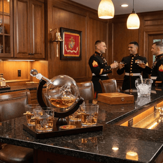 Marine Decanter Set With Four 3 Oz Shot Glasses 1000ML Marines Gift Decanter By Mari - Boutique Bella Bella