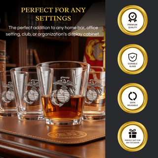 Marine Usmc Whiskey Wine Glasses Set Of 4 Anchor And Globe Whiskey Glasses 10OZ Marines Gift - Boutique Bella Bella